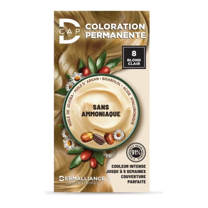 Teinture capillaire - D-CAP - N° 8 Blond - Couverture cheveux blancs - Formule respectueuse - 150 ml