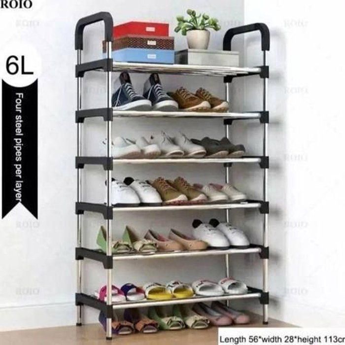 Étagère à chaussures - Non spécifié - 6 niveaux - Noir - Pratique - Facile à monter