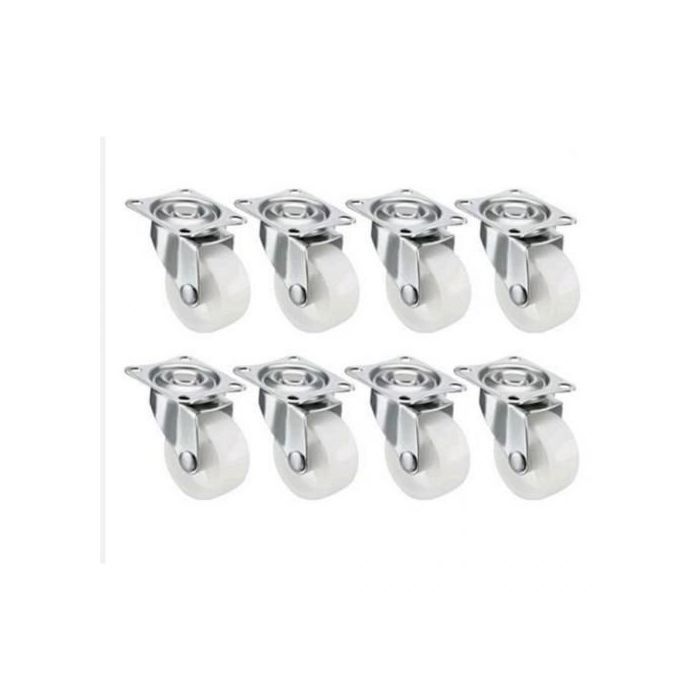 8 pièces Roues blanc pivotantes en chariot de roulettes lourdes