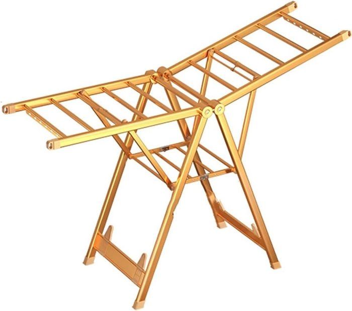 étendoir à vêtements télescopique pliable en alliage d'aluminium épaissi pour sol extérieur, doré