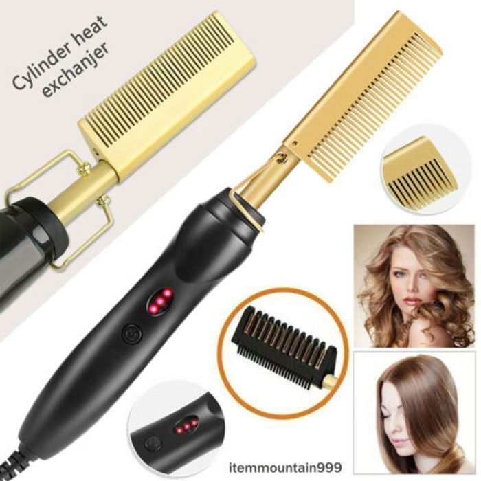 Brosse Hair Straightener Chauffante 2 en 1, Lisseur peigne à friser électrique