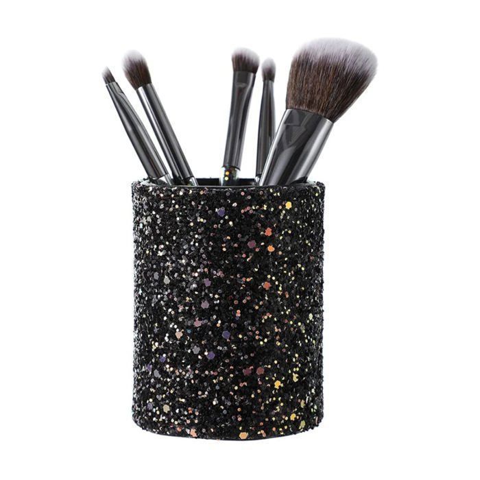 5PC MAKEUP BRUSHES IN GLITTER HOLDER