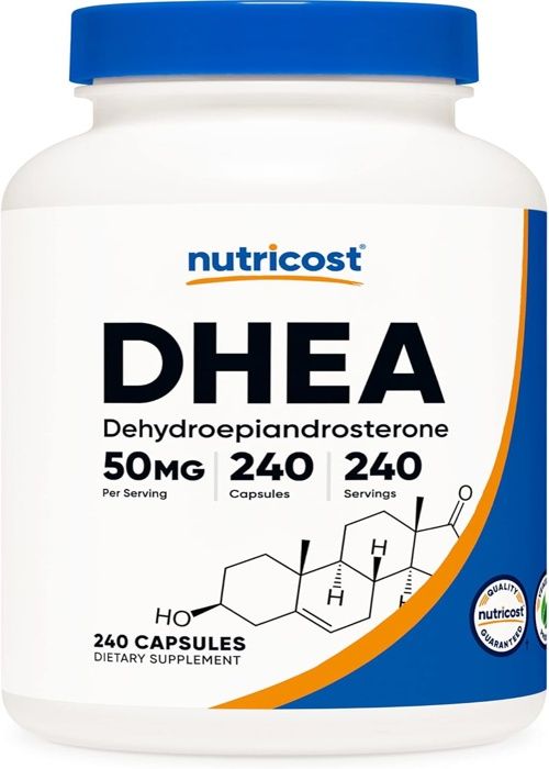 DHEA 50 mg, 240 gélules - Sans gluten, sans soja