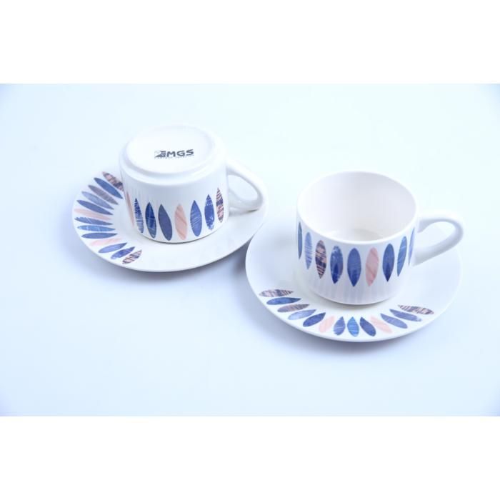 12pcs Tasse 220ml avec Sous Tasse en Porcelaine CCS-12-A