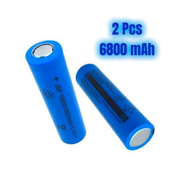 2 batteries 3.7V 18650 Li-ion rechargeables 6800 mAh