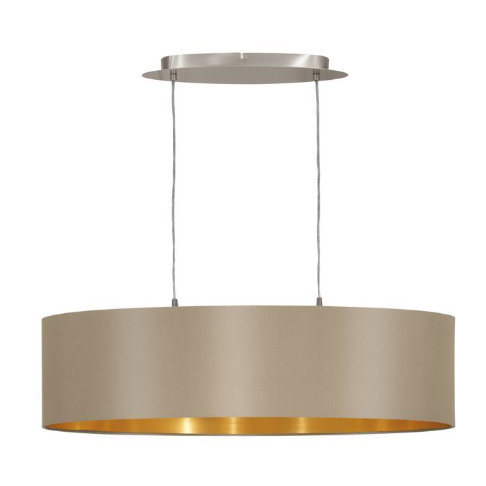 Suspension MASERLO E27 2X60W en acier nickel mat 780x220x1100mm