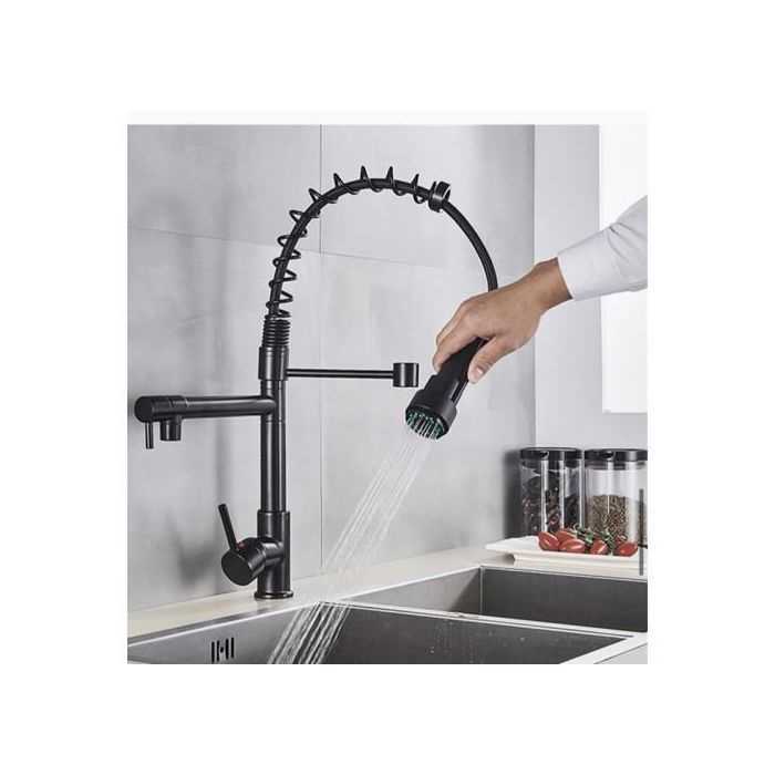 Robinet mitigeur cuisine - GENERIC - Évier - Bec flexible rotatif - Chaud et froid - Élégant