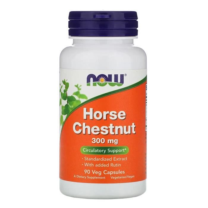 NOW FOODS Horse Chestnut 300mg (Marron d'Inde, Soutien circulatoire) 90 Gélules Végétariennes