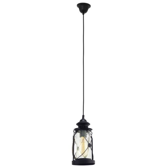 BRADFORD - Suspension Noir/Verre clair H33cm