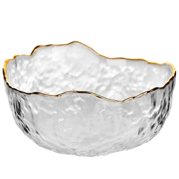 saladier en verre avec detail dore 2l