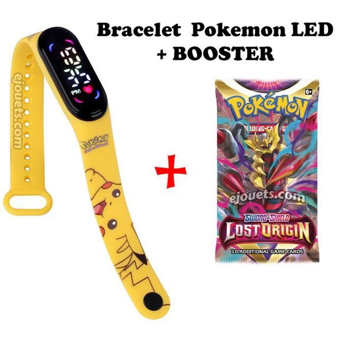 Bracelet électronique Pokemon LED + 1 Booster : un cadeau idéal pour les fans de Pokemon