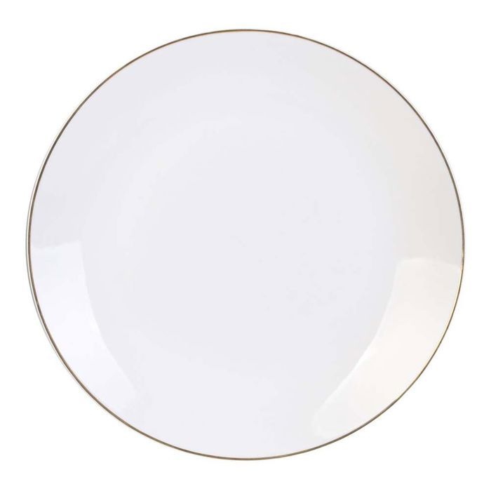 Assiette en porcelaine avec liseré doré 26 cm Blanc