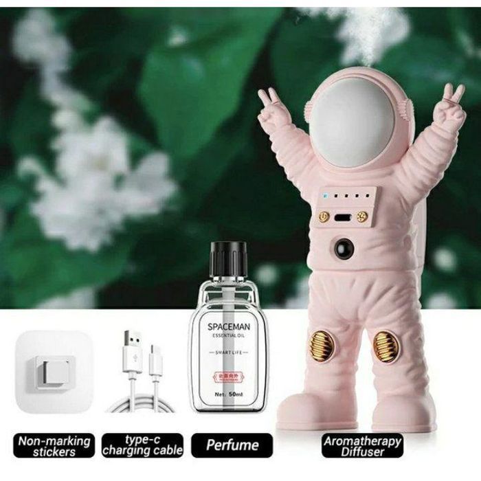 Spaceman Rechargeable Diffuseur D'huile Essentielle, Petit Humidificateur avec 4 Rayons de Contrôle (Rose)