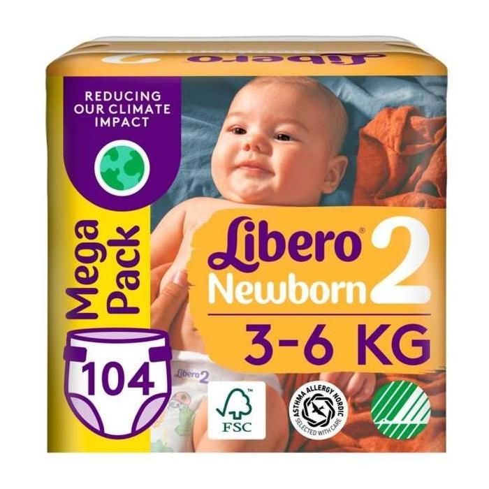 Libero Newborn 2 Mega Pack (104 stk) 3 - 6 kg