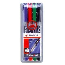 Stylo feutre Write-4-all - STABILO - Pochette de 4 stylos - encre permanente - pointe moyenne