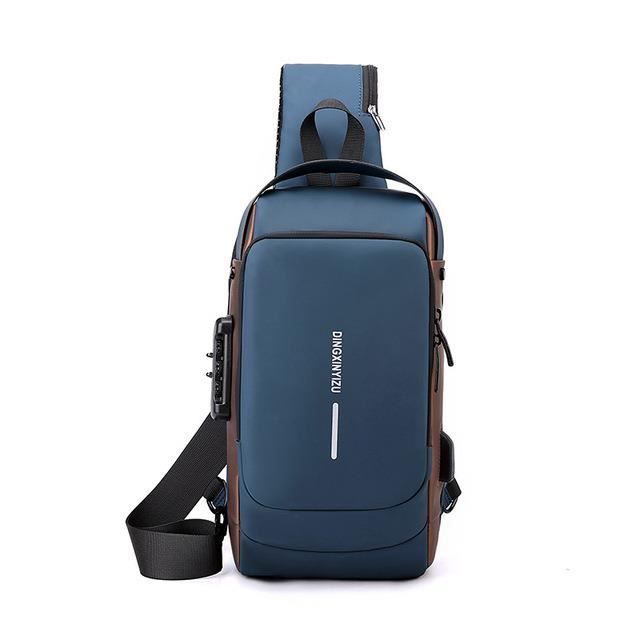 Sac à bandoulière - Créateur de mode - USB étanche - Antivol - Voyage - Bleu