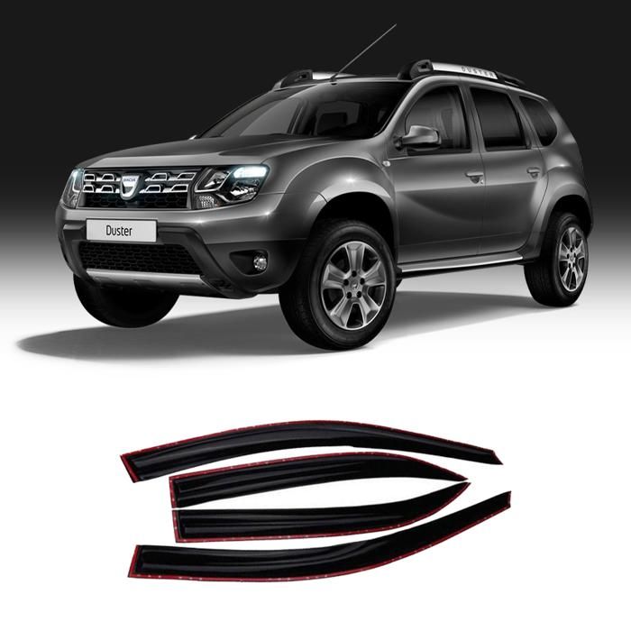 Déflecteur - Hyundai Dacia Duster 2013+ - Adhésif - Noir - Circulation d'air améliorée