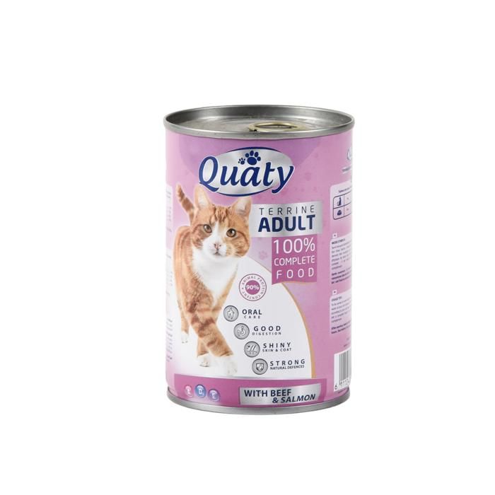 TERRINE AU BOEUF ET SAUMON POUR CHATS 400G QUATY
