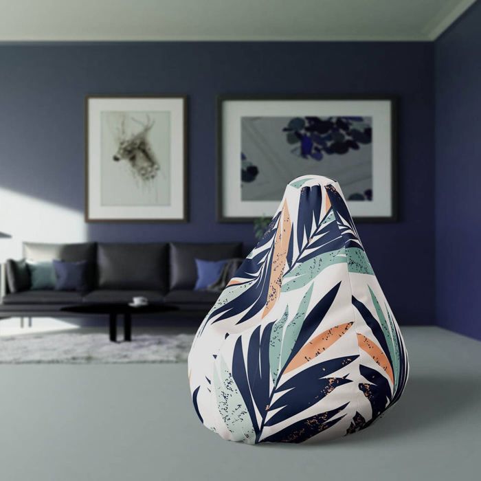 POUF - Motif plantes - Simili - Microbille - 1 place - Design contemporain