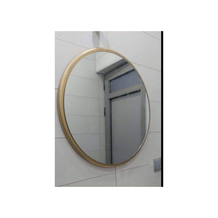 Miroir Mural Rond 50*50 Avec  Cadre Bois Dore