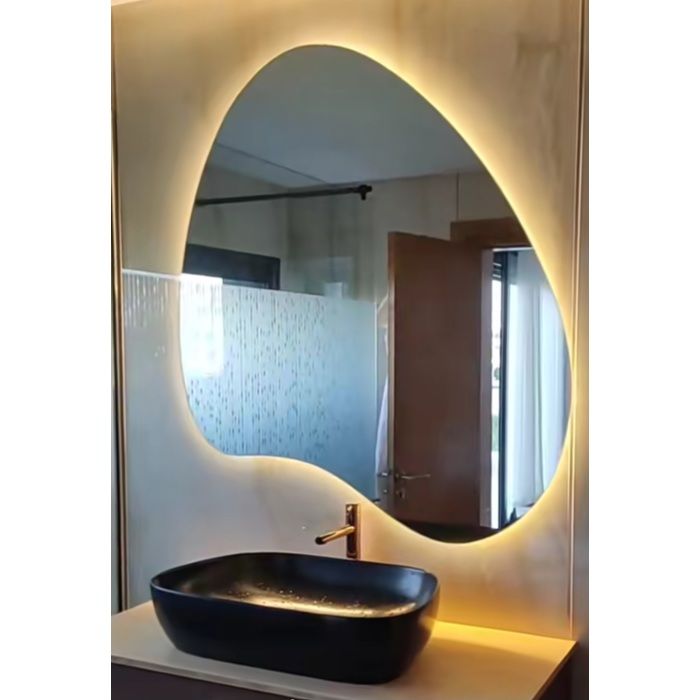 Miroir Mural LED 100x80 – Forme Wave Light ,Éclairage Intégré