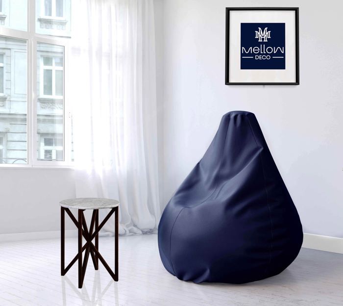 POUF - H1 - POUF POIRE UNIS - Microbille - Bleu Marine - 1,15m de hauteur
