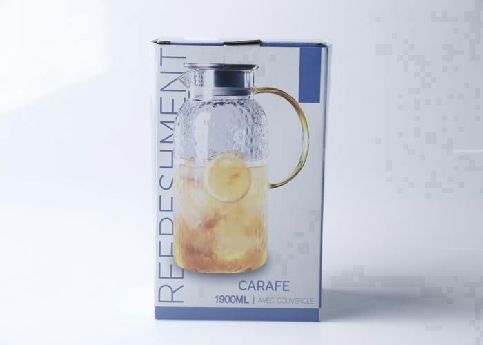 Pichet en Verre - Inox - 1,9 L - Transparent - Design Élégant - Idéal pour les Boissons