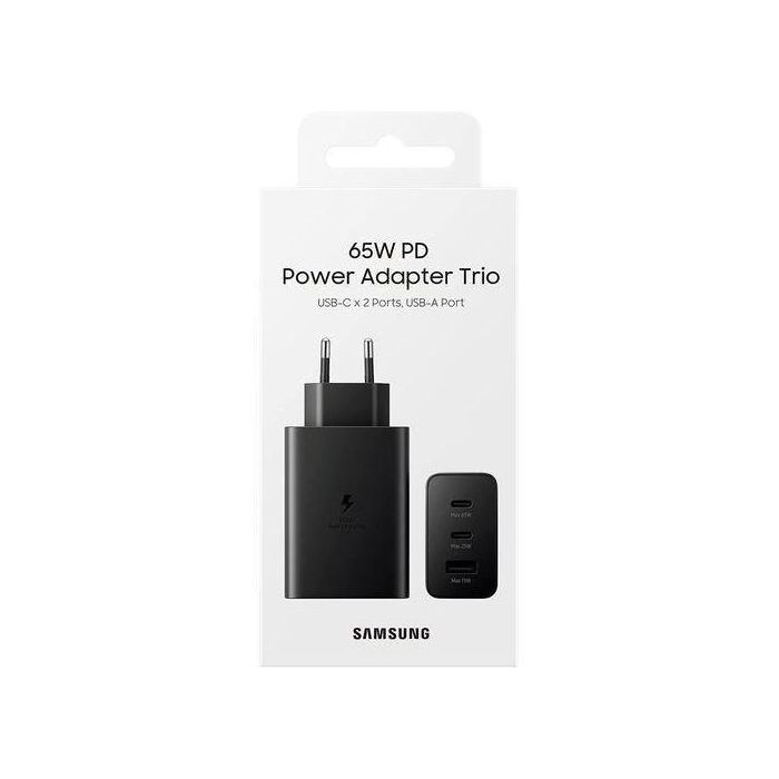 Samsung Chargeur Secteur Ultra Rapide Trio 65W 2X Ports USB Type C & 1x USB Type A avec câble type c