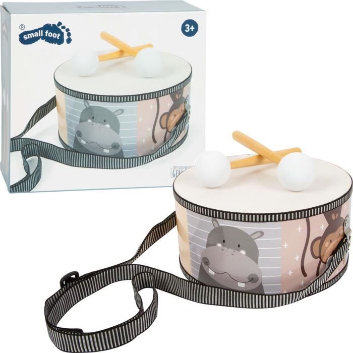 Tambour en bois pour animaux sauvages avec sangle et baguettes