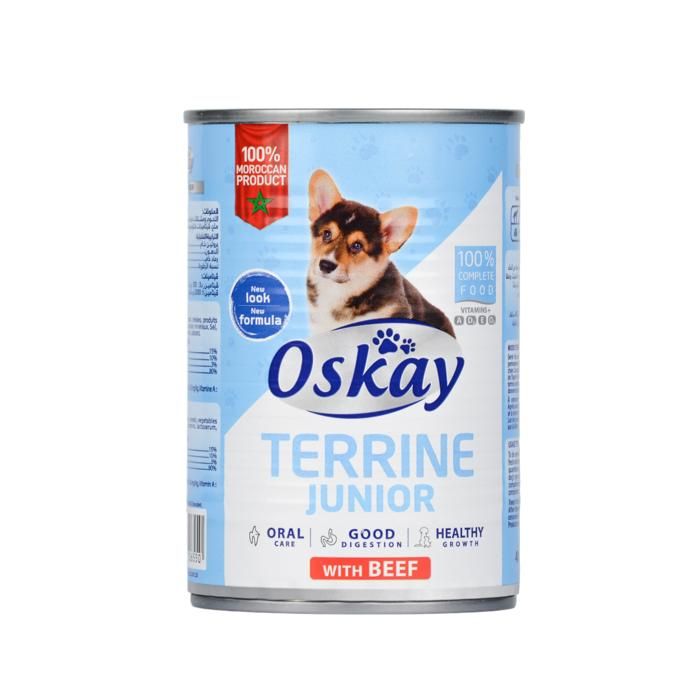 TERRINE AU BOEUF POUR CHIENS JUNIOR 400G OSKAY