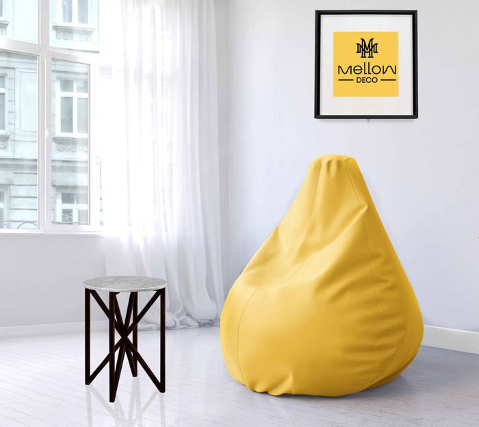 POUF - H1 - Jaune - Microbille - Polyester - 1 place