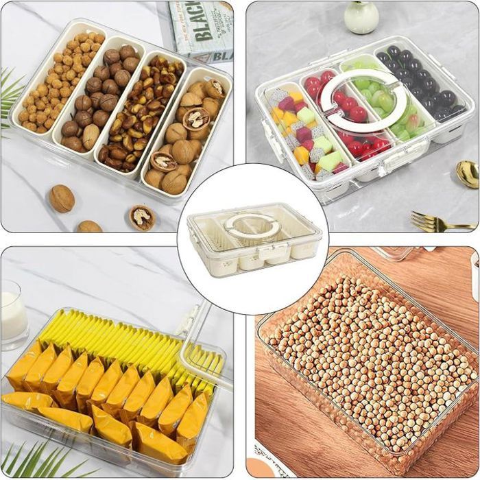 Plateau de service compartimenté : Idéal pour présenter bonbons, fruits et noix