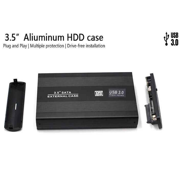 Boitier en aluminium externe HDD 3,5" pouces USB 3.0   vers SATA