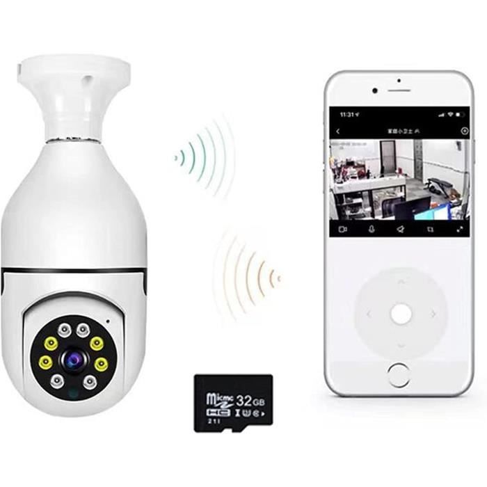 Caméra de surveillance intérieure, système de caméra de sécurité à ampoule 1080P avec WiFi 2,4 GHz Caméras de surveillance à d[1549]