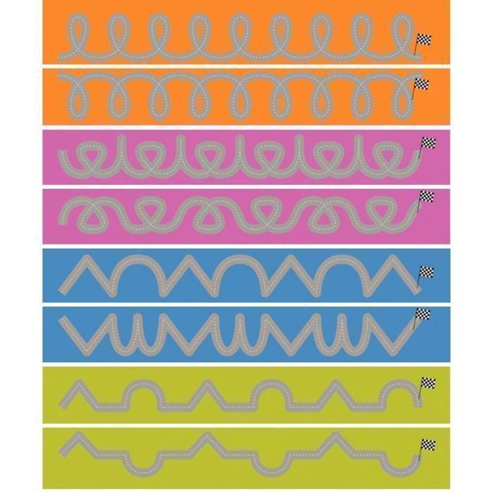 Tapis graphiques - Achoka - Lot de 8 - 15 x 100 cm - Antidérapant - Multicolore - Éducatif