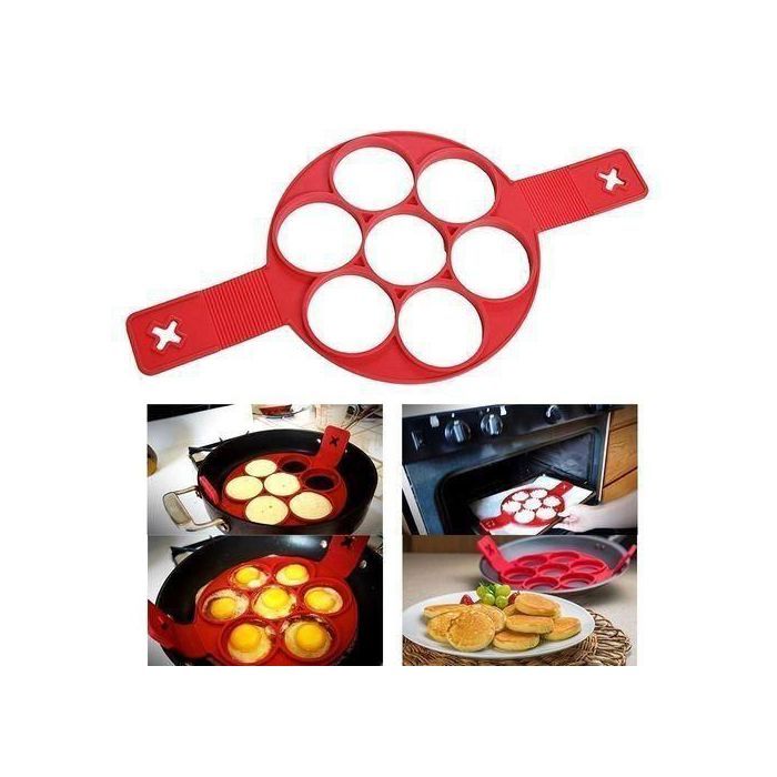 Moule Pancake en Silicone Alimentaire Anti-adhésif - Pan cake Moule Outil de Cuisine (7 trous)