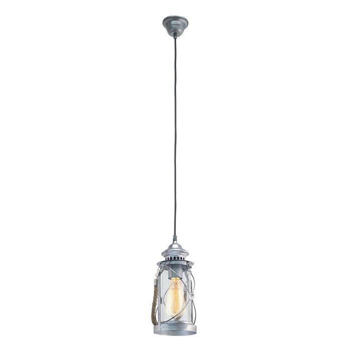 Suspension BRADFORD E27 1X60W en acier argent antique D140mm