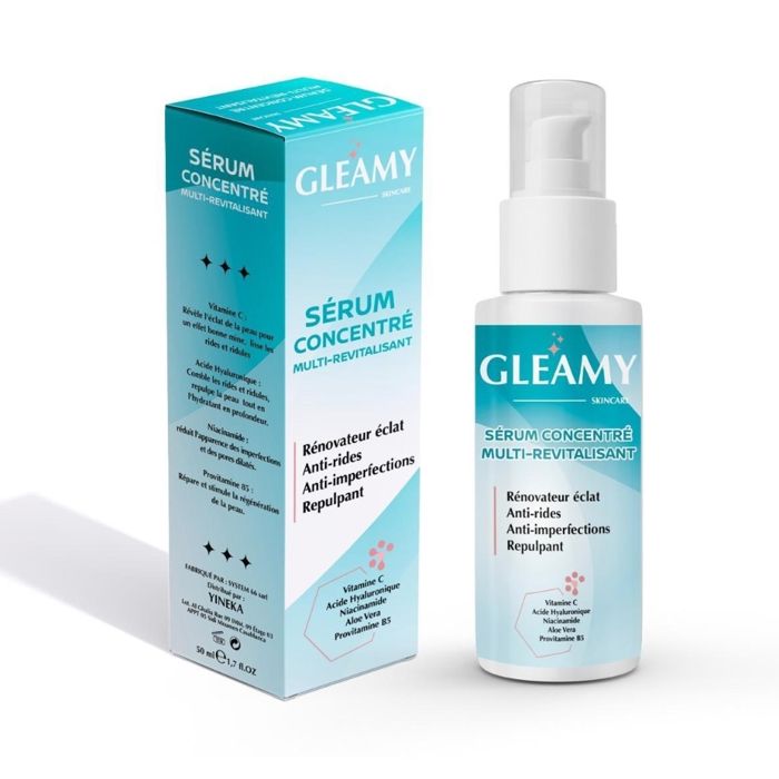 Sérum - Gleamy - Multi-Révitalisant - 50ml - Vitamines C, E - Acide hyaluronique - Niacinamide