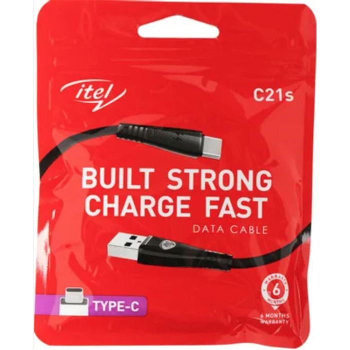 Itel Câble Data Type C To USB A C21s Fast Charging Noir