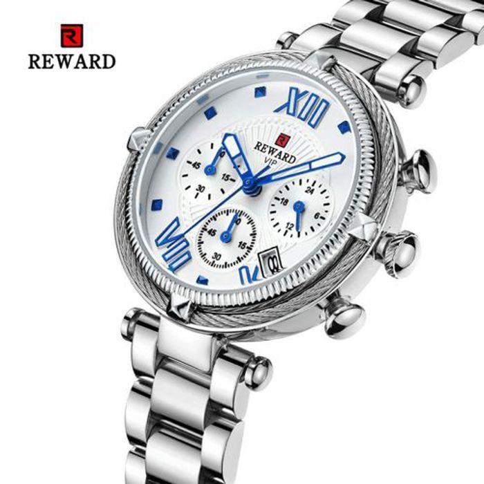 Montre chronographe - REWARD - Femme - Quartz étanche - Bracelet en Acier Inoxydable - Calendrier