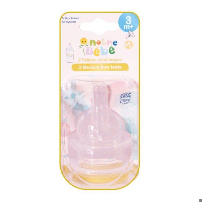 Notre Bébé - Tétine débit moyen 3m+ (2Pc)
