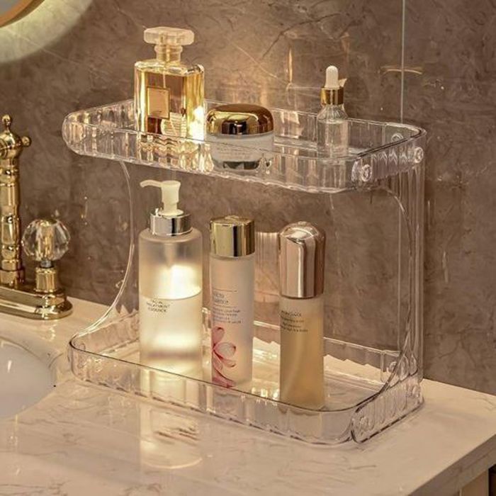 Étagère de rangement de parfum À 2 Niveaux,Rangement cosmétiques de salle de bain