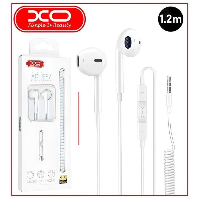 XO Écouteurs filaires Stéréo avec Microphone 1.2m Musique Hi Fi mobile Jack 3,5mm
