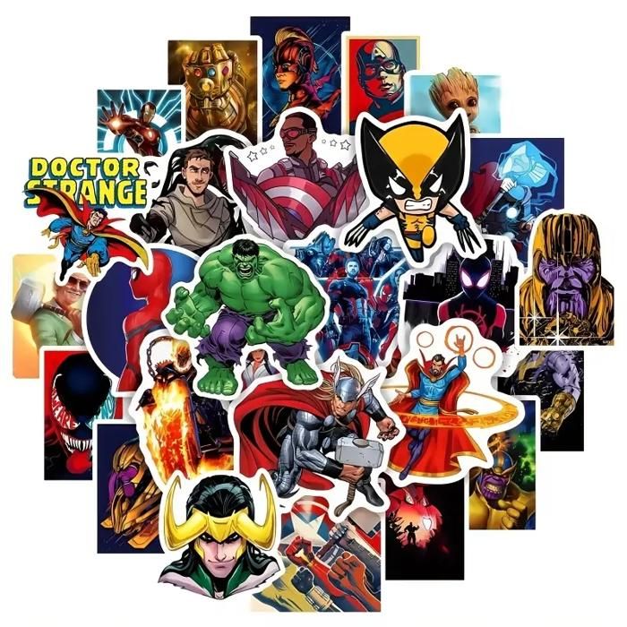 Autocollants - Super-Héros - Venom & Deadpool - PVC Réutilisables - Multicolore - 50 pièces