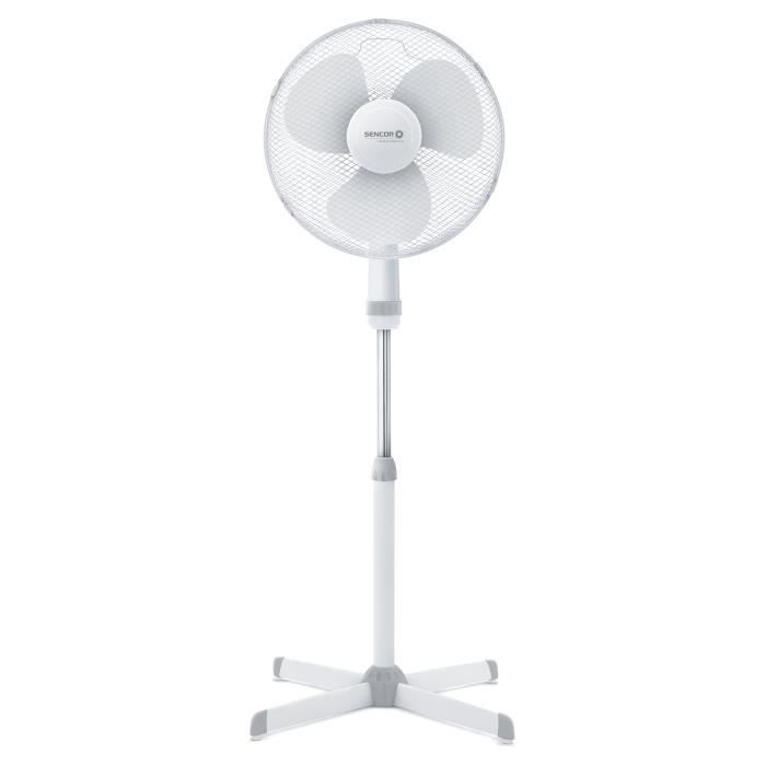 Ventilateur sur pied - Sencor - SFN 4047WH - 3 vitesses - Oscillation 90° - Hauteur réglable 103-126 cm
