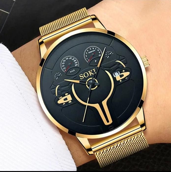 Montre à quartz, braceleten acier pour homme