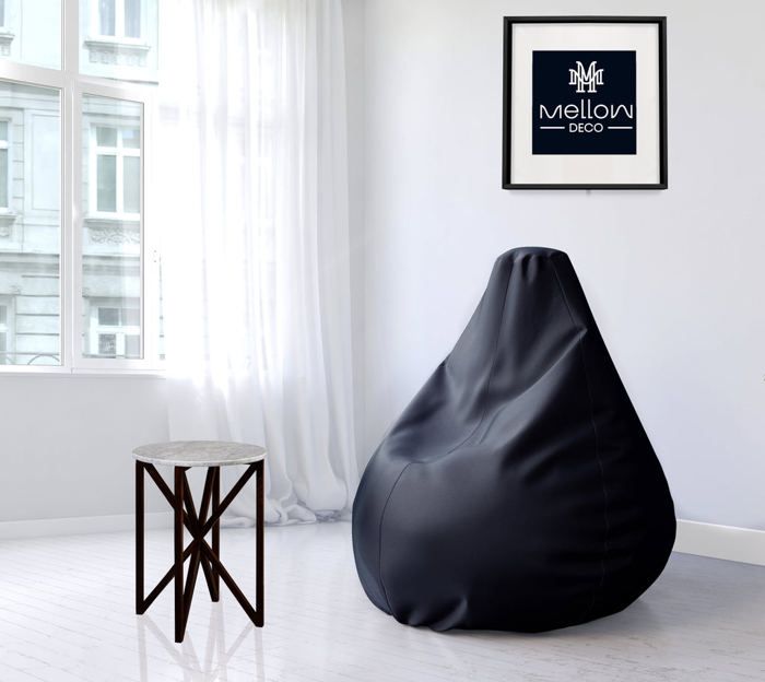 Pouf - Noir - Polyester - 1,15m de hauteur - 0,70m de diamètre - 1 place