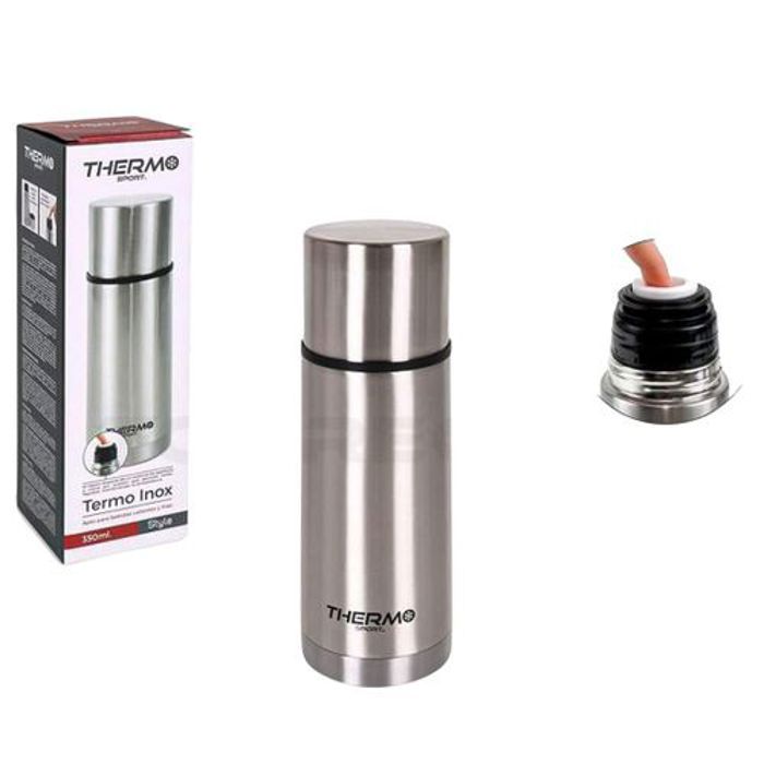 Thermo thermos inox 350 ml à bouchon-tasse pour boissons chaudes froides