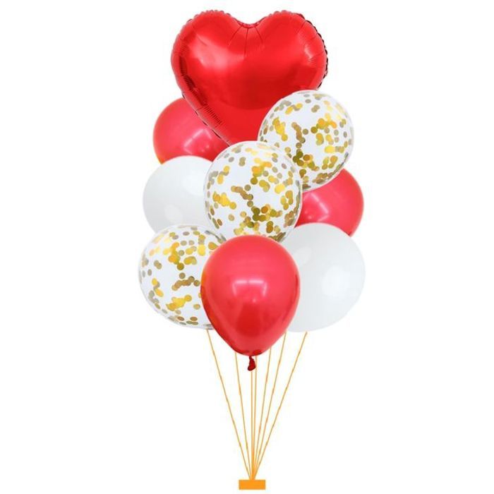 Ballons de Fête - Set de 10, Blancs, Roses, Dorés, Cœur