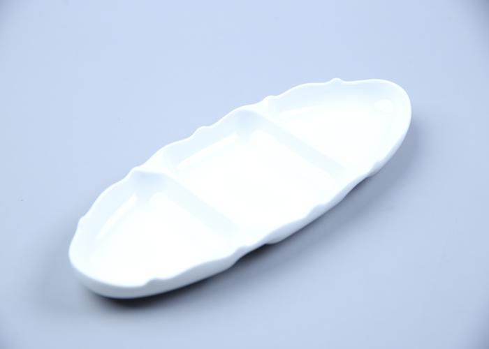 Plat Ovale - GENERIC - 3 Compartiments - Porcelaine Blanche - 26,2cm - Compatible Lave-Vaisselle